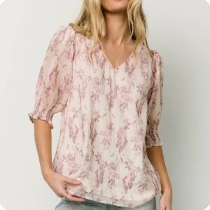 Baltic Born cream and mauve floral Cordova blouse M